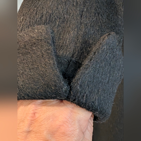 Vintage Thalhimer’s Black Wool Swing Coat w/ Fur Collar Old Hollywood Cabincore - Picture 6 of 10